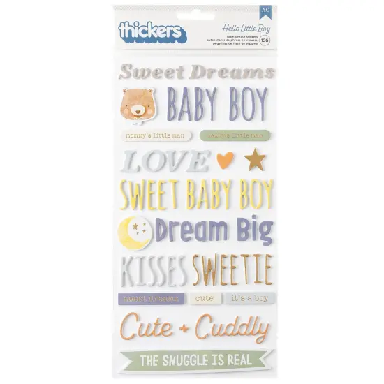 American Crafts Hello Little Boy Thickers Stickers 136/Pkg-Phrase {1}
