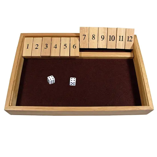 WE Games 12 Number Shut the Box Board Game, Natural Wood, 13.5 in. {1}