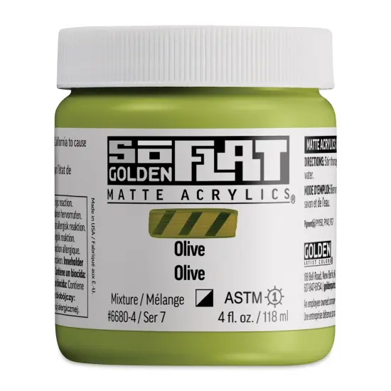 Golden SoFlat Matte Acrylic Paint - Olive, 118 ml, Jar {1}