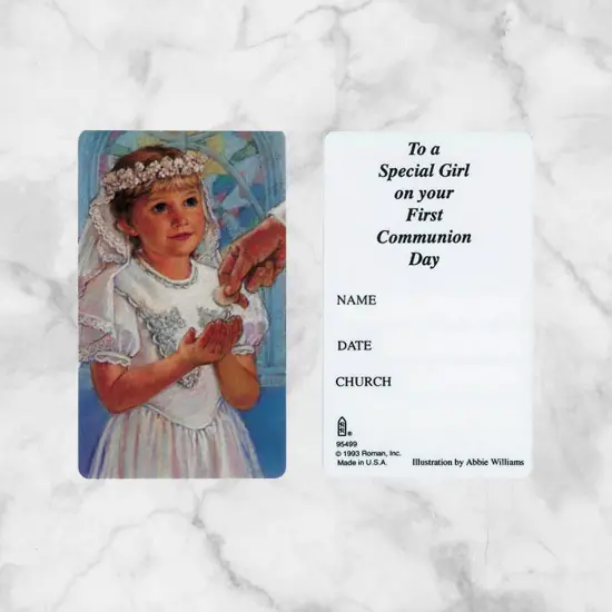 Roman Club Pack Of 50 Girl's First Communion Keepsake Cards #95499 White {3}