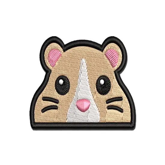 Peeking Hamster Gerbil Multi-Color Embroidered Iron-On or Hook & Loop Patch Applique {1}