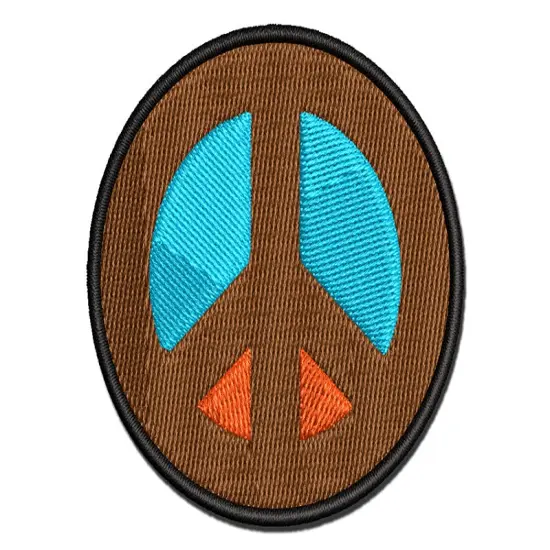 Peace Symbol Bold Multi-Color Embroidered Iron-On or Hook & Loop Patch Applique {1}