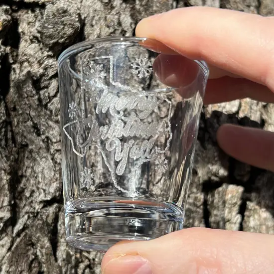 2oz Texas Merry Christmas Y'all Shotglass LASER {3}