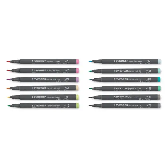 Staedtler Pigment Arts Brush Pens - Pastel Colors, Set of 12 {1}