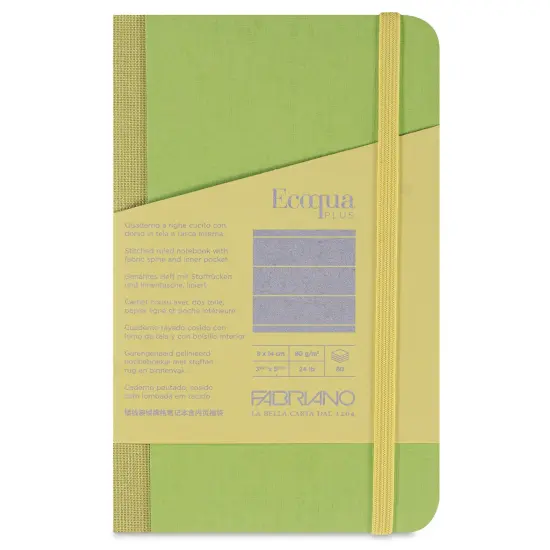 Fabriano Ecoqua Plus Fabric-Bound Notebook - Lime, 3-1/2" x 5-1/2", Lined {1}