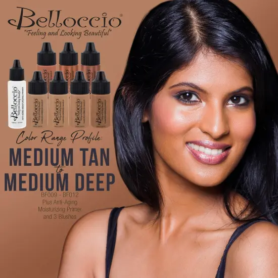 Belloccio Professional Beauty Airbrush Cosmetic Makeup System with 4 Tan Shades of Foundation in 1/4 oz Bottles {4}