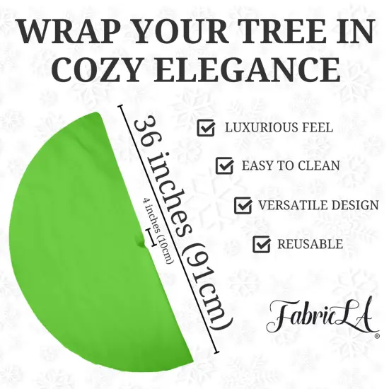 FabricLA 36" Lime Faux Fur Christmas Tree Skirt - Fluffy Plush Tree Skirt (91cm) for Holiday Decorations {3}