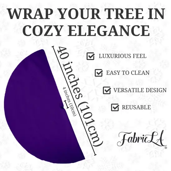 FabricLA 40" Purple Faux Fur Christmas Tree Skirt - Fluffy Plush Tree Skirt (101cm) for Holiday Decorations {3}