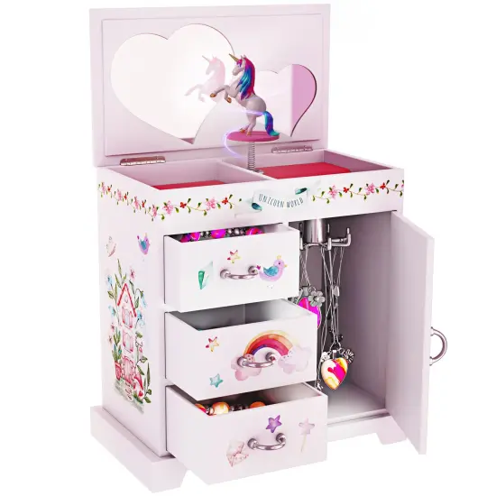 Unicorn Musical Jewelry Box for Kids - Unicorn Gifts for Girls, Ages 3-8, Best Princess Room Unicorn Toys Gift for Age 3, 4, 5, 6, 7, 8 Year Old Little Girl - Birthday Present Toy Ideas Music Box {1}