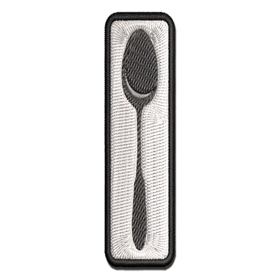 Spoon Solid Utensil Eating Sketch Multi-Color Embroidered Iron-On or Hook & Loop Patch Applique {1}