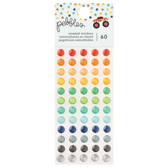 Pebbles Cool Boy Enamel Dots 60/Pkg-Silver Foil {1}