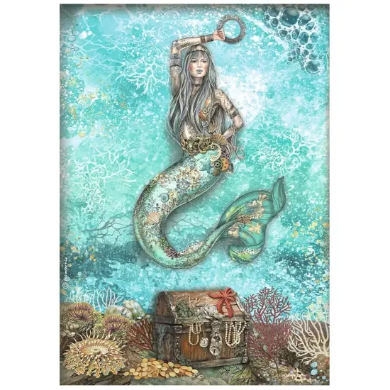 Stamperia Rice Paper Sheet A4-Songs Of The Sea Mermaid {1}
