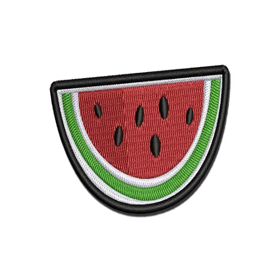 Watermelon Fruit Slice Multi-Color Embroidered Iron-On or Hook & Loop Patch Applique {1}