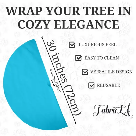 FabricLA 30" Turquoise Faux Fur Christmas Tree Skirt - Fluffy Plush Tree Skirt (72cm) for Holiday Decorations {3}