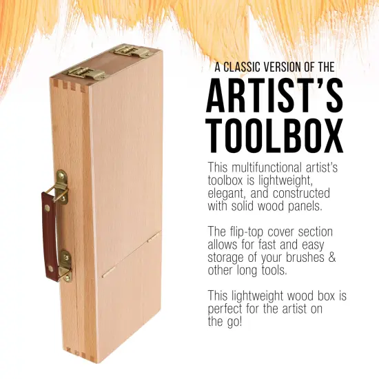 Wooden Flip Opening Artist Brush & Tool Box {4}
