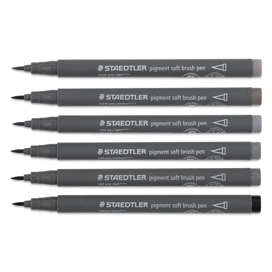 Staedtler Pigment Arts Soft Brush Pens - Grey Colors, Set of 6 {1}