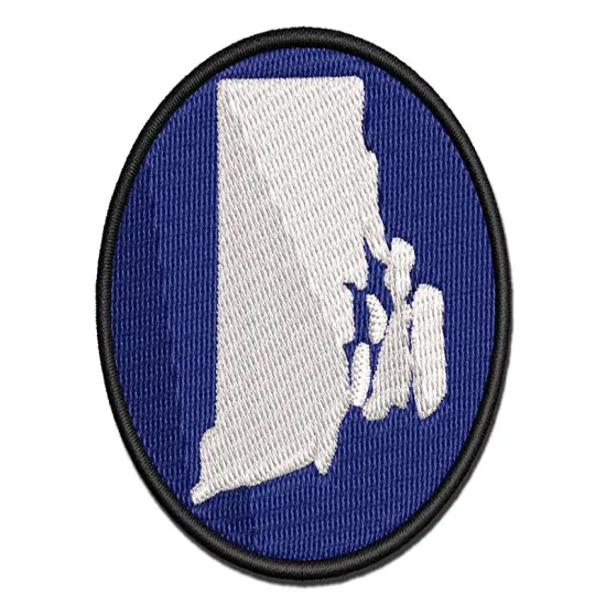Rhode Island State Silhouette Multi-Color Embroidered Iron-On or Hook & Loop Patch Applique {1}