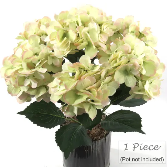Green & Pink Hydrangea Bush, 20-Inch, 7 Silk Blooms & Foliage, UV Resistant, Floral Bush, Floral Home by Artificial Flowers {2}