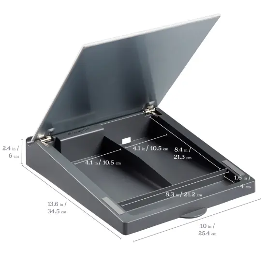 Dry-Erase Glass Board Memo Station, Desk Organizer, Grey {3}