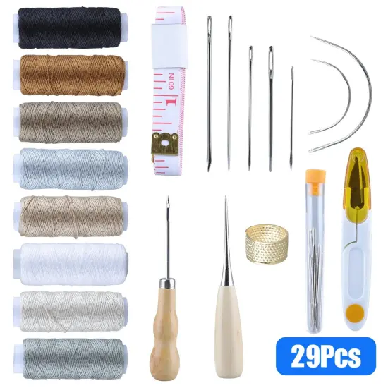 29 PCS Upholstery Sail Carpet Leather Canvas Repair Curved Hand Sewing Needles {1}