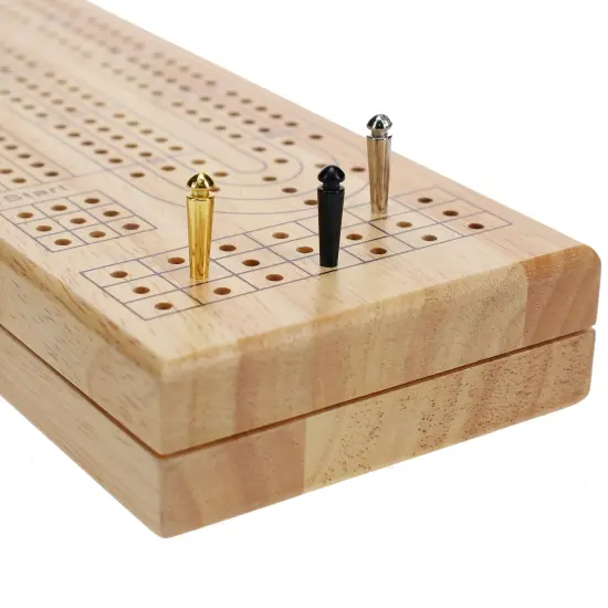 Pacific Shore Games Wooden Cribbage Board Game Set, Continuous 3 Track {4}
