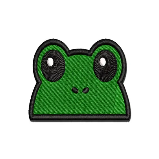 Peeking Frog Multi-Color Embroidered Iron-On or Hook & Loop Patch Applique {1}