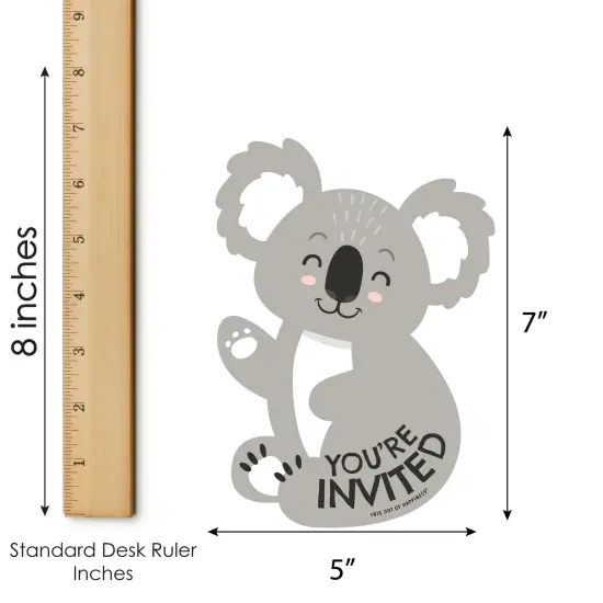 Big Dot of Happiness Koala Cutie - Shaped Fill-In Invitations - Bear Birthday Party and Baby Shower Invitation Cards with Envelopes - Set of 12 {7}