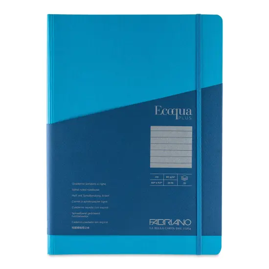 Fabriano Ecoqua Plus Hidden Spiral-Bound Notebook - Turquoise, 11-7/10" x 8-1/4", Ruled {1}