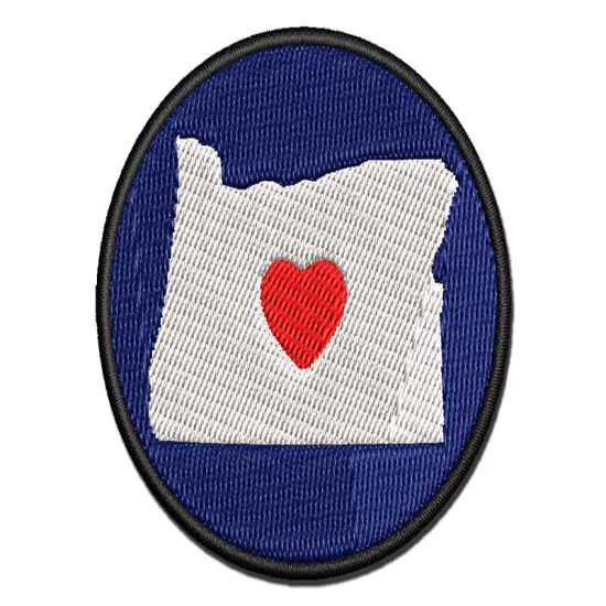 Oregon State with Heart Multi-Color Embroidered Iron-On or Hook & Loop Patch Applique {1}