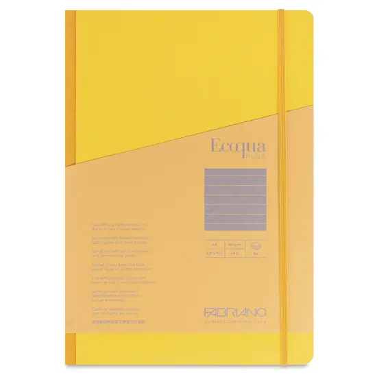 Fabriano Ecoqua Plus Fabric-Bound Notebook - Yellow, 8-1/4" x 11-7/10", Lined {1}