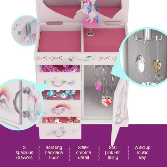 Unicorn Musical Jewelry Box for Kids - Unicorn Gifts for Girls, Ages 3-8, Best Princess Room Unicorn Toys Gift for Age 3, 4, 5, 6, 7, 8 Year Old Little Girl - Birthday Present Toy Ideas Music Box {6}
