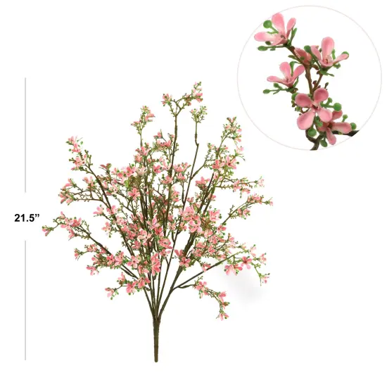 12-Pack: 22" Mini Pink Flower Bush with 14 Sprays {2}