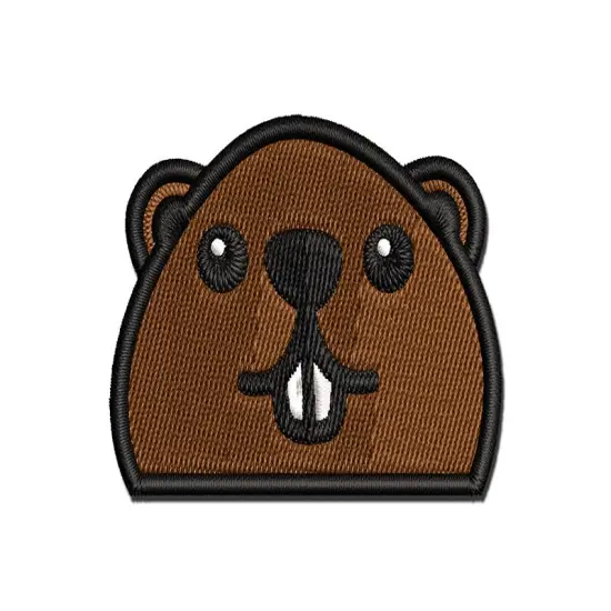 Peeking Beaver Multi-Color Embroidered Iron-On or Hook & Loop Patch Applique {1}