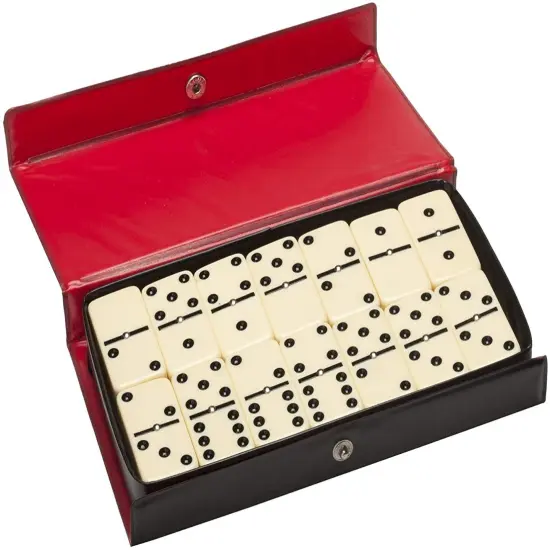 WE Games Double Six Dominoes with Spinners - Ivory Tiles, Club Size {1}