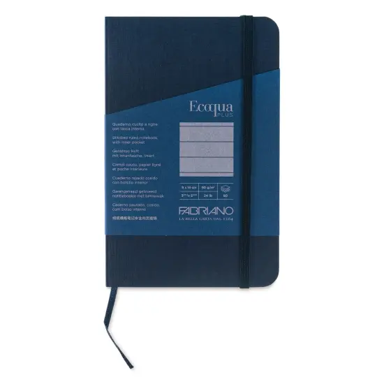 Fabriano EcoQua Plus Stitch-Bound Notebook - Navy, 3-1/2" x 5-1/2", Lined {1}