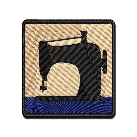 Sewing Machine Silhouette Multi-Color Embroidered Iron-On or Hook & Loop Patch Applique {1}