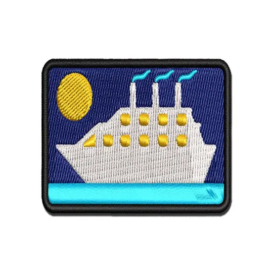 Vacation Cruise Ship Boat Multi-Color Embroidered Iron-On or Hook & Loop Patch Applique {1}