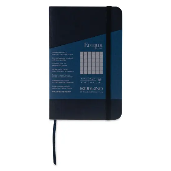 Fabriano EcoQua Plus Stitch-Bound Notebook - Navy, 3-1/2" x 5-1/2", Grid {1}