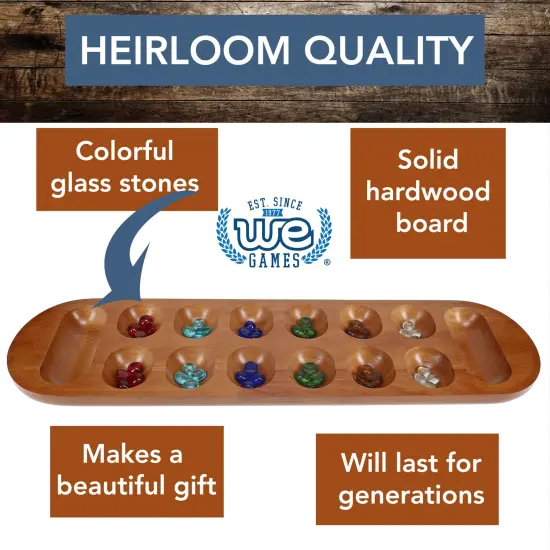 WE GamesSolid Wood Mancala Board Game with Walnut Stain - 22 in. {3}
