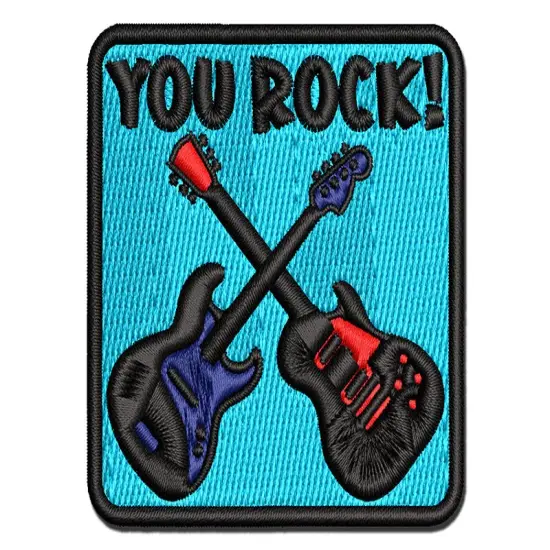 You Rock Electric Guitars Multi-Color Embroidered Iron-On or Hook & Loop Patch Applique {1}