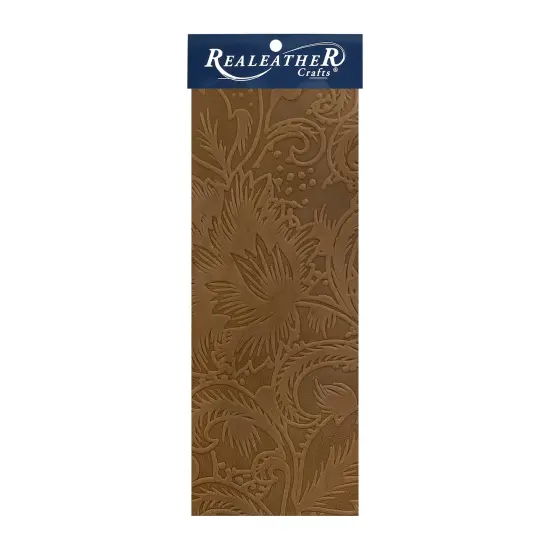 Realeather(R) Crafts Printed Leather Trim 9"X3"-Brown Floral {1}