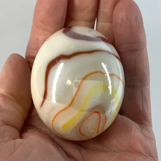 Toe Breaker 50mm (2") GELATO White Swirl Marbles glass Toebreaker HUGE {3}