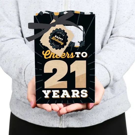 Big Dot of Happiness Cheers and Beers to 21 Years - 21st Birthday Party Favor Boxes - Set of 12 {6}