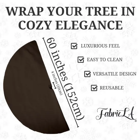 FabricLA 60" Chocolate Faux Fur Christmas Tree Skirt - Fluffy Plush Tree Skirt (152cm) for Holiday Decorations {3}