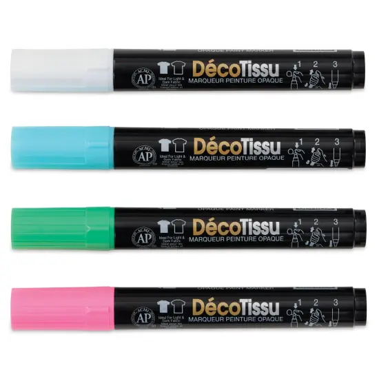 Marvy Uchida DecoFabric Opaque Paint Markers - Fluorescent Colors, Set of 4 {1}