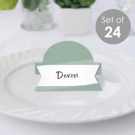 Big Dot of Happiness Sage Green Elegantly Simple - Guest Party Favors Tent Buffet Card - Table Setting Name Place Cards - Set of 24 {3}