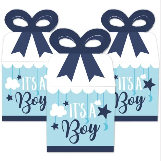 Big Dot of Happiness It's a Boy - Square Favor Gift Boxes - Blue Baby Shower Bow Boxes - Set of 12 {3}