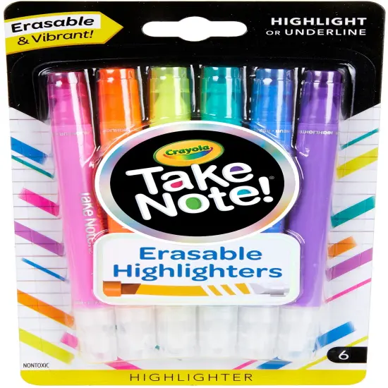 Crayola Take Note! Erasable Highlighters 6/Pkg-Assorted Colors {1}