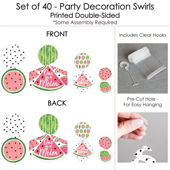 Big Dot of Happiness Sweet Watermelon - Fruit Party Hanging Decor - Party Decoration Swirls - Set of 40 {7}