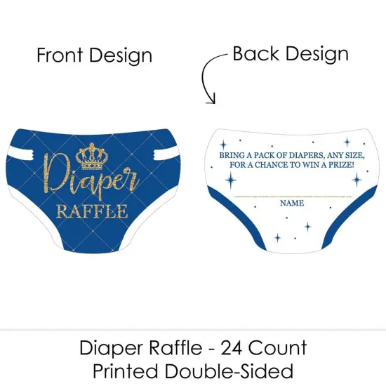 Big Dot of Happiness Royal Prince Charming - Diaper Shaped Raffle Ticket Inserts - Baby Shower Activities - Diaper Raffle Game - Set of 24 {3}